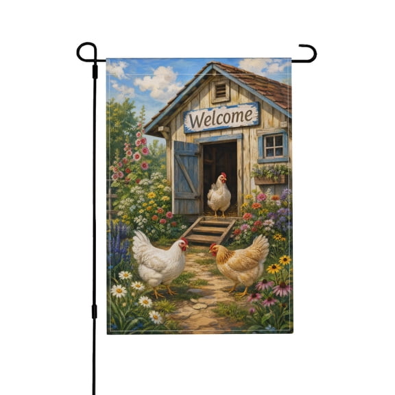 Coop Welcome Farmhouse Garden Flag For Porch Patio Lawn And Outdoor Farm Decor 12x18 in