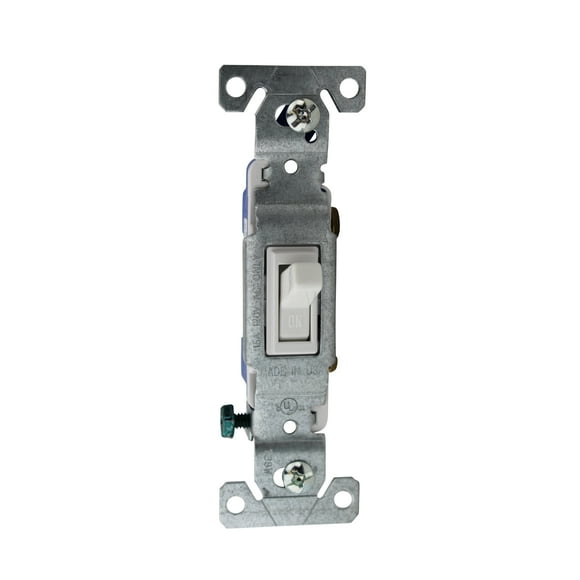 Cooper 1301-7W Grounding Single Pole Switch Wiring Devices 15A 120V, White (10 Pack)