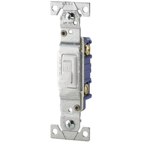 Eaton Wiring Devices 1301W Toggle Switch, 120 V, Wall Mounting, Polycarbonate, White
