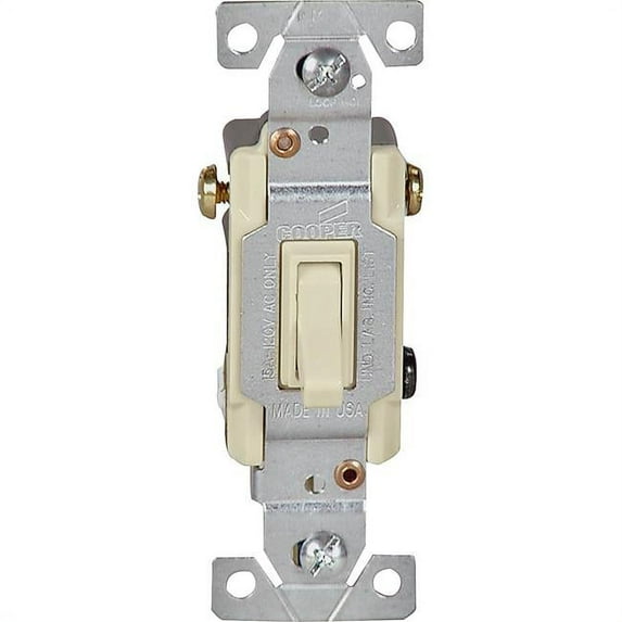 Cooper 1303V-BOX Framed Non-Grounded Toggle Switch, 120 VAC, 15 A, Ivory