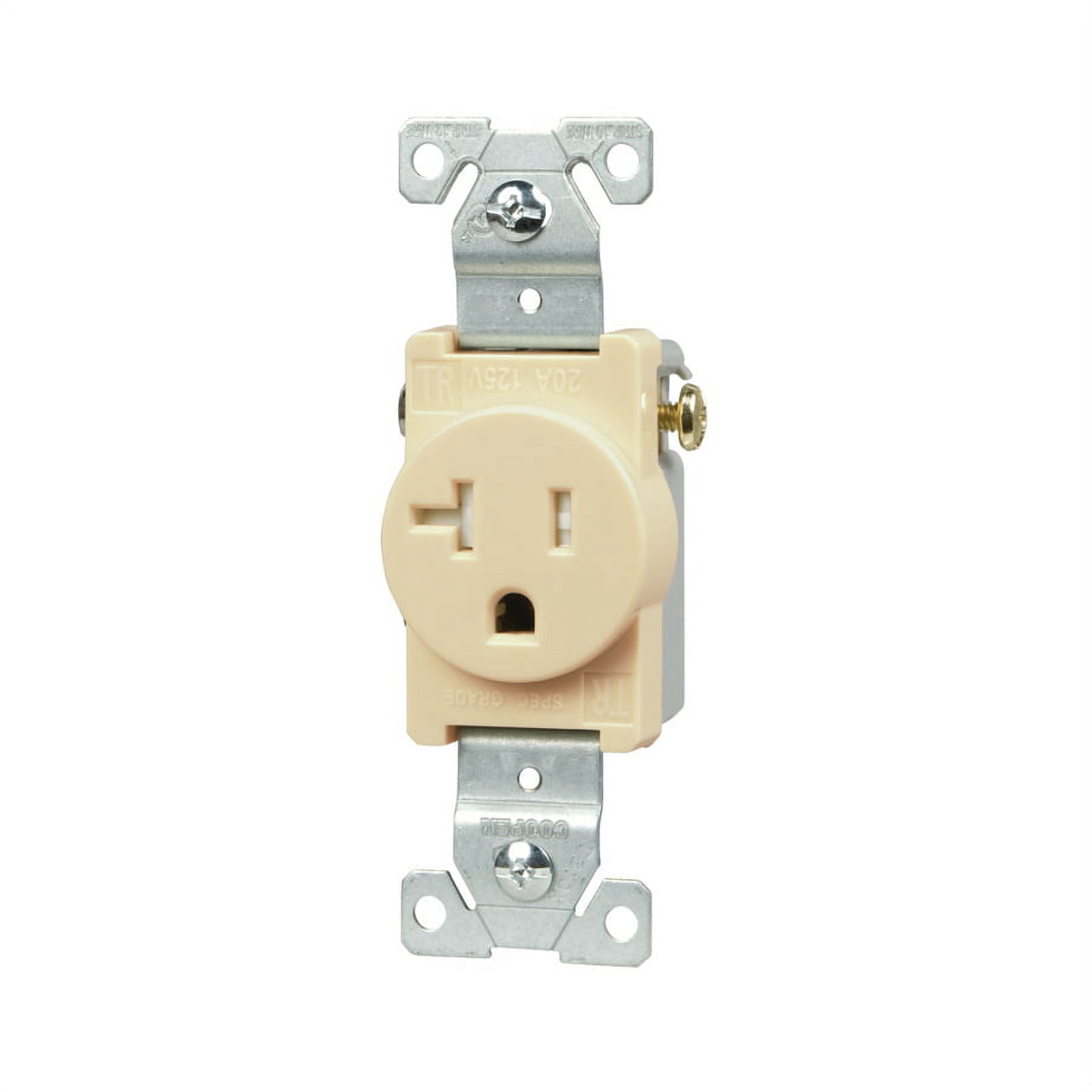 Cooper 1877V Ivory Commercial Single Outlet Receptacle 20A 125V (Pack of 10)