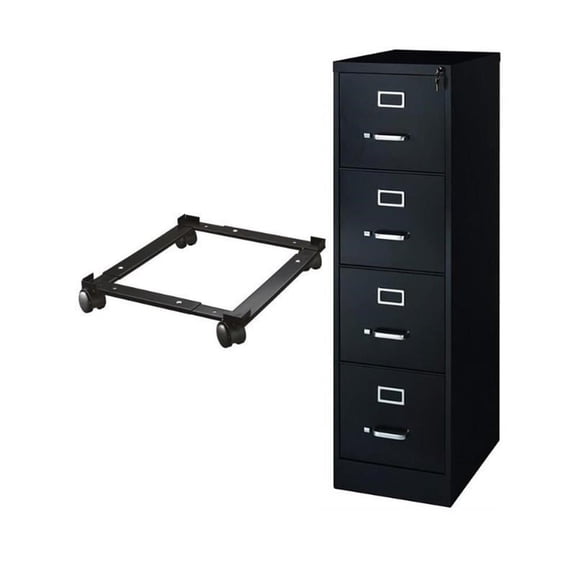 Cooper 2 Piece Filing Cabinet and File Caddy Set in Black