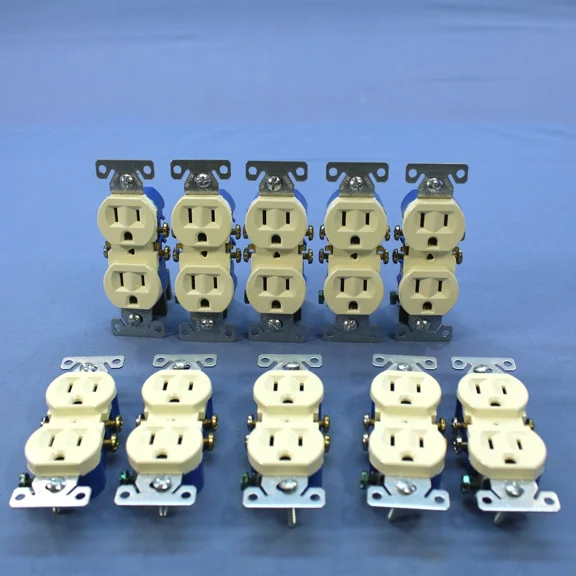 Cooper 270A Almond Straight Blade Duplex Outlet Receptacles Nema 5-15R 15A 10Pcs
