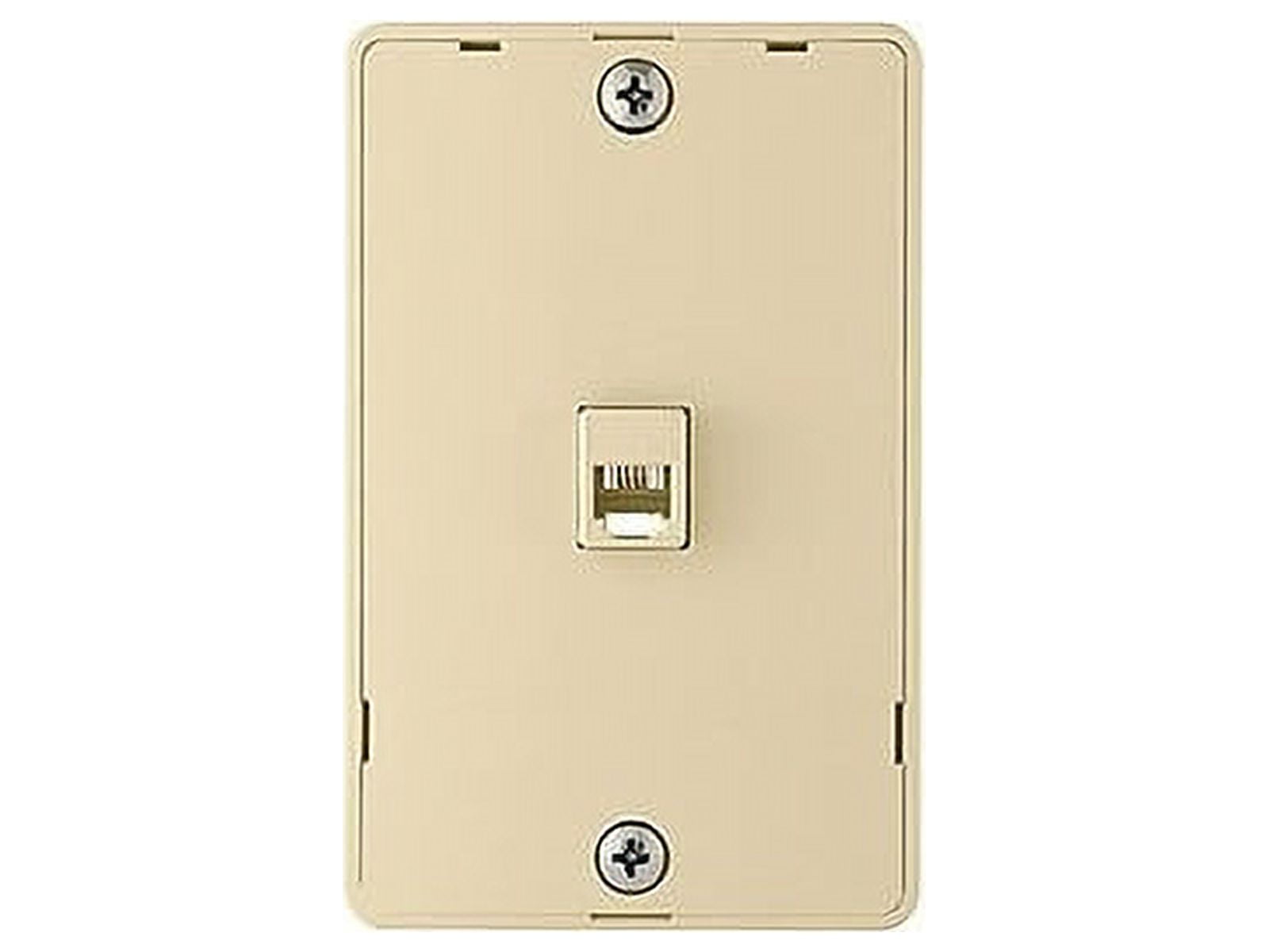 Cooper 35214V Ivory Quick Mount Four Wire Telephone Jack and Wall