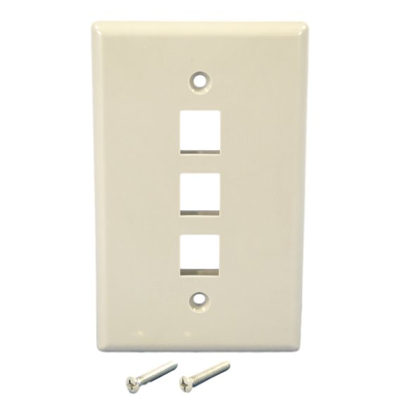 Cooper 5530GY-MSP Gray Mid-Size Flush 110 Style Three Port Thermoplastic Wallplate