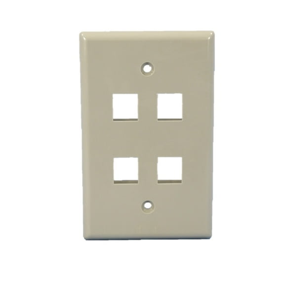 Cooper 5540GY-MSP Gray Mid-Size Flush 110 Style Four Port Thermoplastic Wallplate