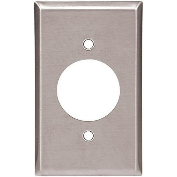 Cooper Wiring Devices 93111 1-Gang Single Outlet Receptacle, 1.60-Inch Diameter Opening, Standard Size, Stainless Steel