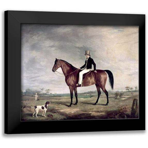 Cooper, Abraham 18x15 Black Modern Framed Museum Art Print Titled - A Young Gentleman In a Grey Hat On a Bay Hunter