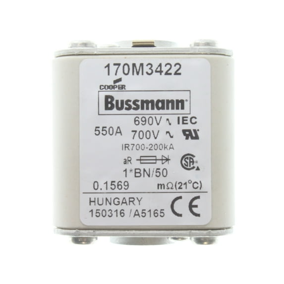 Cooper Bussmann 170M3422 Flush Square Body Fuse, 550-Amp, 690/700-Volt