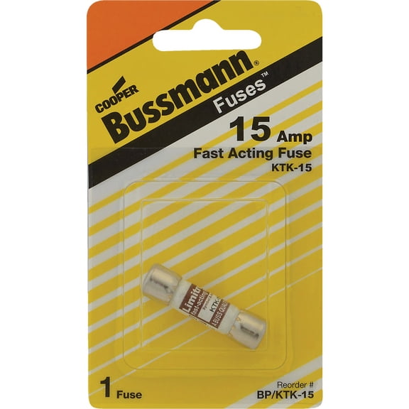 Cooper Bussmann BP/KTK-15 Type KTK Fast Acting Fuse, Carded by Cooper Bussmann