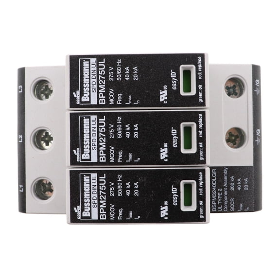 Cooper Bussmann BSPM3240DLGR SPD Surge Suppressor Module, 3-Pole, 200kA, 275V-MCOV