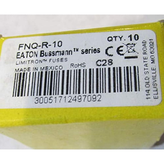 Cooper Bussmann Fnq-R-10 - Pack of 10 - Current Limiting Fuse, 10A Fnq-R-10 - Pack of 10 -