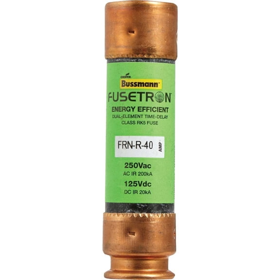 Cooper Bussmann Fusetron Time Delay Cartridge Fuse, 40 Amps, 10 Per Pack