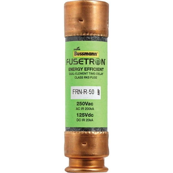 Cooper Bussmann Fusetron Time Delay Cartridge Fuse, 50 Amps, 10 Per Pack
