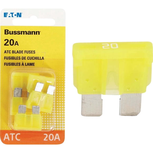 Bussmann BP/ATC-20-RP Automotive ATC Blade Fuse (ATC-20) - Blister Pack (5 Each), 20A, Yellow