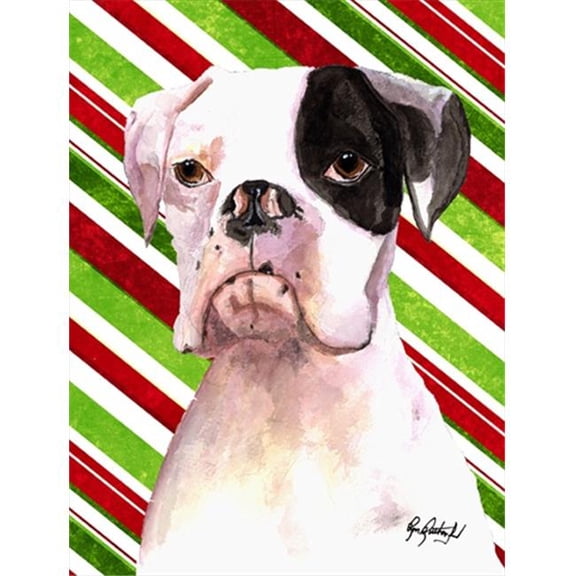 Cooper Candy Stripe Boxer Christmas Flag Canvas House Size