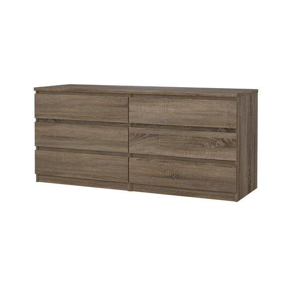 Cooper Contemporary Wood 6 Drawer Double Dresser in Truffle