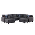 thumbnail image 1 of Cooper Dark Gray Linen Fabric 8Pc Reversible Sectional w/ Ottomans and Cupholder, 1 of 6