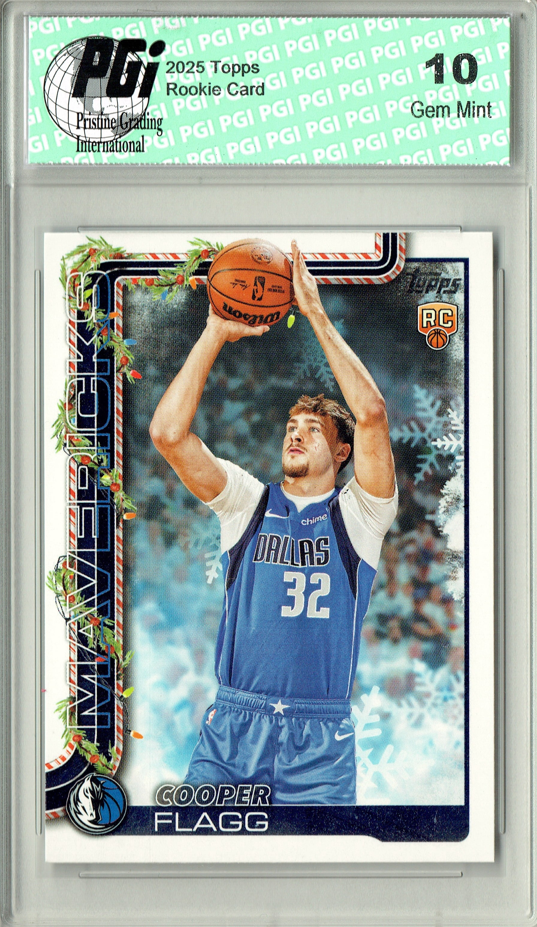 Cooper Flagg 2025 Topps #H161 Holiday SP Rookie Card PGI 10 