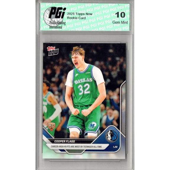Cooper Flagg 2025 Topps Now #150 49 Pts Rookie Card PGI 10
