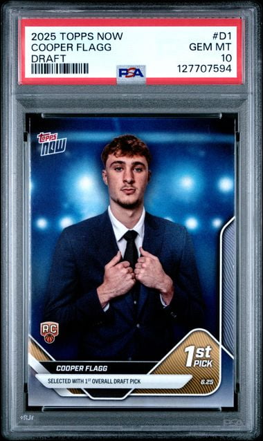 Cooper Flagg 2025 Topps Now Draft 1st Overall Rookie Card #D1 PSA 10 Gem Mint