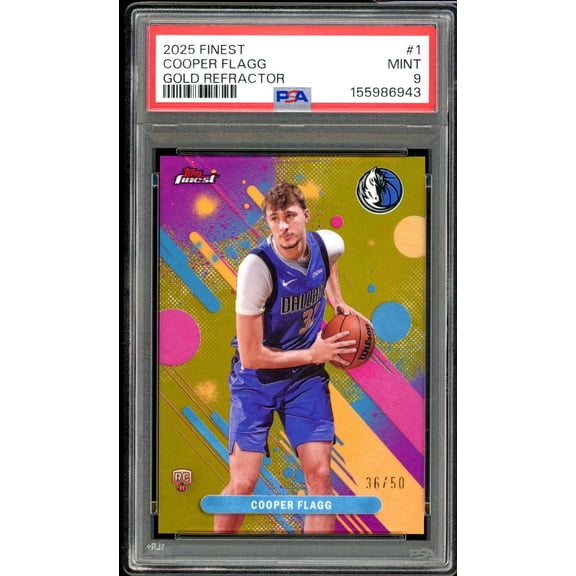 Cooper Flagg Rookie Card 2025-26 Finest Gold Refractor (36/50) #1 PSA 9