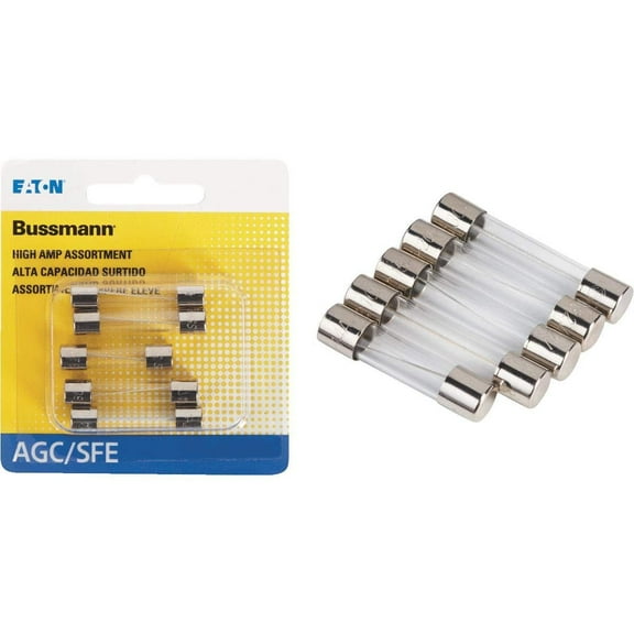 Bussmann Fuse Assortment - Blade Glass Tube Fuse, 125 V, 5 Amps - 5 Count