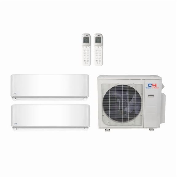 Cooper & Hunter 28,000 Btu 21 SEER2 R-454B 2-Zone Ductless Mini Split Heat Pump System - 12k-12k - CH-R28MES-230VO - (2) CH-R09MOLVWM - CH-R18MOLVWM