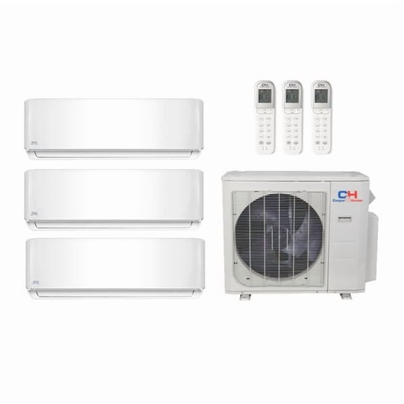 Cooper & Hunter 28,000 Btu 21 SEER2 R-454B 3-Zone Ductless Mini Split Heat Pump System - 9k-9k-18k - CH-R28MES-230VO - (2) CH-R09MOLVWM - CH-R12MOLVWM