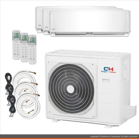 Cooper & Hunter 3 Zone Mini Split 12000 12000 18000 Ductless Air Conditioner Pre-Charged Tri Zone 23 Seer