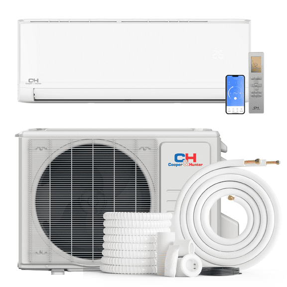 Cooper & Hunter 30000 BTU 230V Wall Mounted Mini Split Heat Pump Air Conditioner With 25ft Kit Cover 2000 Sq Ft WiFi