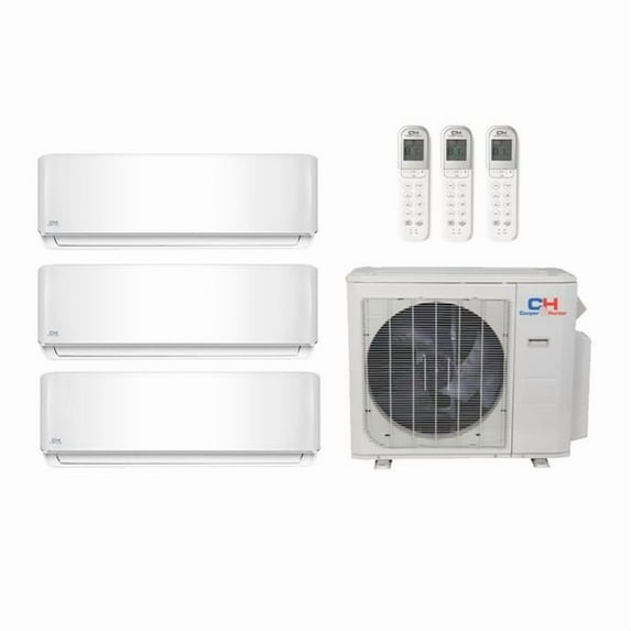 Cooper & Hunter 48,000 Btu 20.4 SEER2 R-454B 3-Zone Ductless Mini Split Heat Pump System - 9k-9k-24k - CH-R48MES-230VO - (2) CH-R09MOLVWM - CH-R18MOLVWM - CH-R24MOLVWM