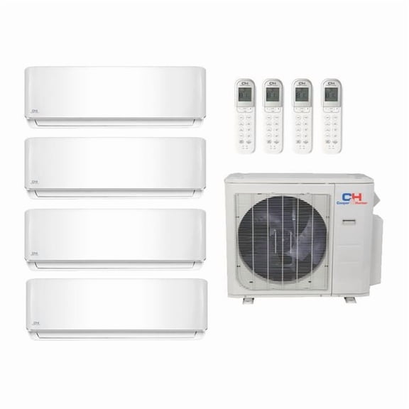 Cooper & Hunter 48,000 Btu 20.4 SEER2 R-454B 4-Zone Ductless Mini Split Heat Pump System - 9k-9k-18k-24k - CH-R48MES-230VO - (2) CH-R09MOLVWM - CH-R18MOLVWM