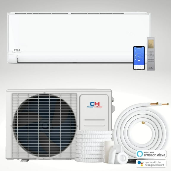 Cooper & Hunter 6000 BTU 115V Wall Mounted Mini Split Heat Pump Air Conditioner With 16ft Kit Cover 250 Sq Ft WiFi
