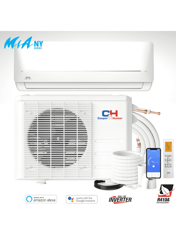 Cooper & Hunter 9000 BTU 115V Wall Mounted Mini Split Heat Pump Air Conditioner With 16ft Kit Cover 400 Sq Ft WiFi