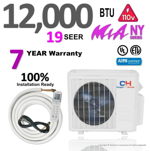 Cooper & Hunter 9000 BTU MIA Mini Split Air Conditioner Heat Pump 23 Seer 115v 7 year warranty