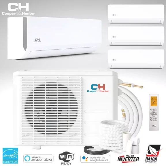 Cooper & Hunter Four 4 Zone 36000 Olivia Series, Multi Zone 9k+9k+9k+9k Wall Mount Ductless Mini Split Air Conditioner