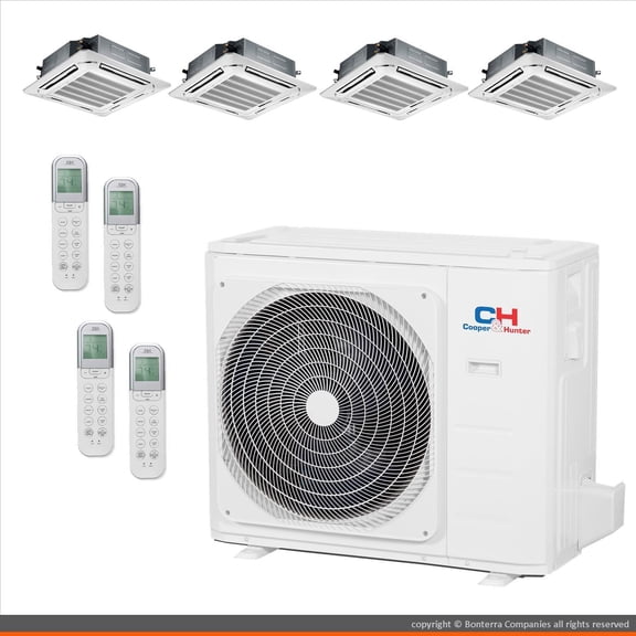 Cooper & Hunter Mini Split AC Heat Pump Multi 4 Zone 9000 9000 18000 18000 BTU 22.4 Seer