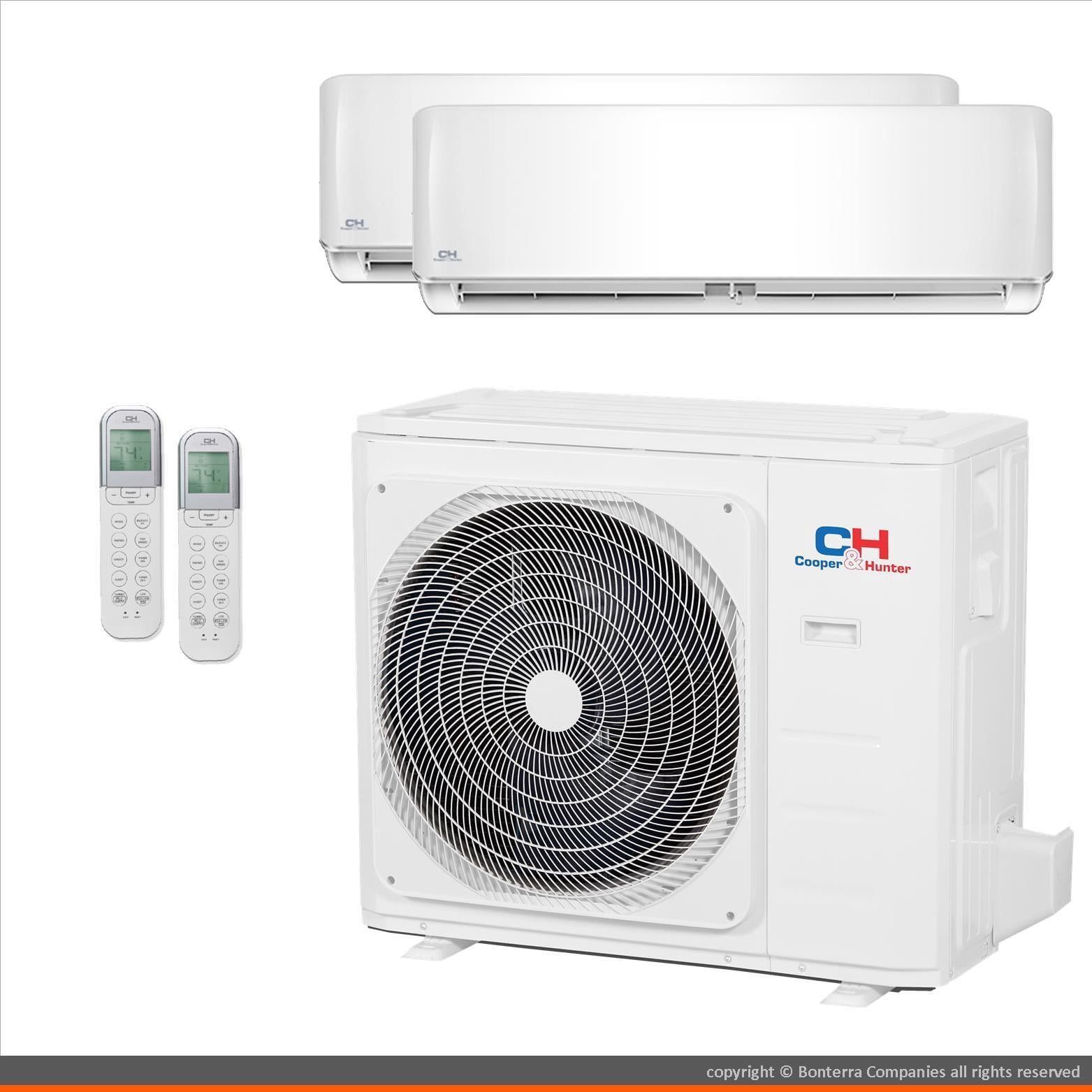 Cooper & Hunter Mini Split Air Conditioner Heat Pump 2 Zone 9000 18000 ...