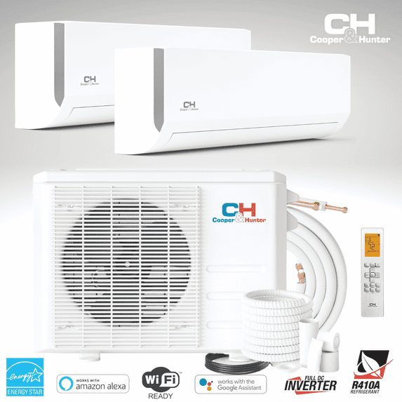 Cooper & Hunter Olivia 18000 BTU Energy Efficient AC Heating Unit, WiFi Enabled Mini Split Air Conditioner, White