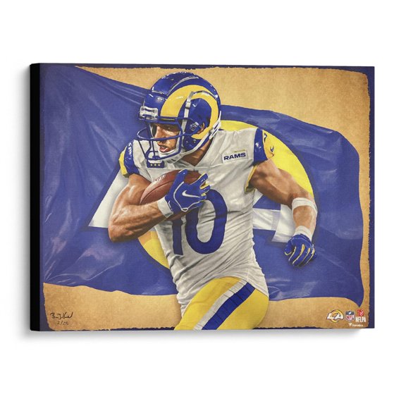 Cooper Kupp Los Angeles Rams Stretched 20" x 24" Canvas Giclee Print - Designed and Signed by Artist Brian Konnick - Limited Edition 62 - Fanatics Authentic Certified