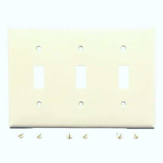 Cooper Light Almond Unbreakable 3-Gang Switch Cover Wall Plate Nylon Switchplate 5141LA