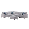 thumbnail image 1 of Cooper Light Gray Linen Fabric Reversible Sectional w/ Ottoman and Cupholder, 1 of 8