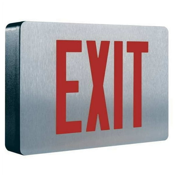 Exit Sign, Black, 1 Face(s), LED, Universal Mount, Not Battery Powered