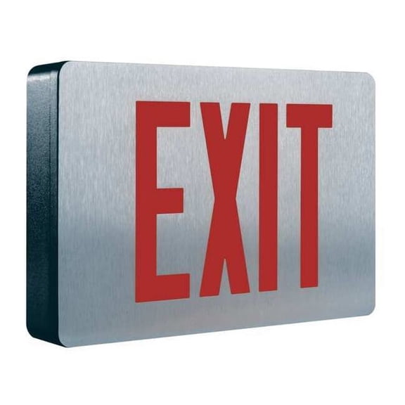 Exit Sign, Black, 1 Face(s), LED, Universal Mount, Not Battery Powered
