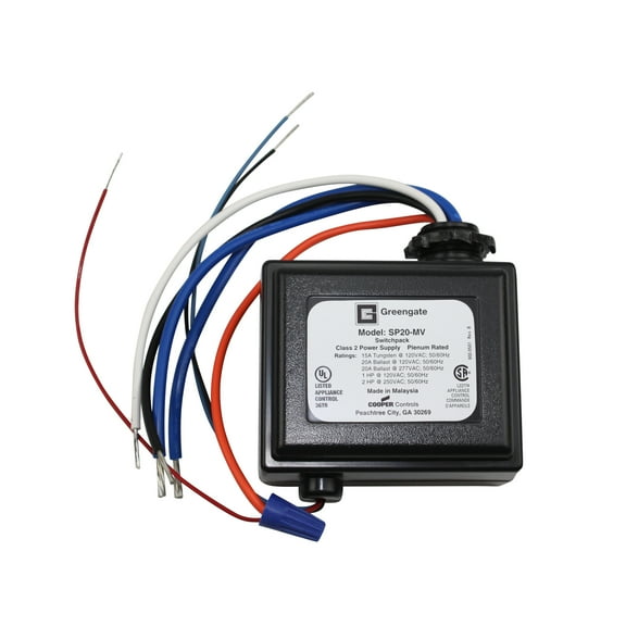 Cooper Lighting SP20-MV Greengate Heavy Duty Switch Pack Power Pack 20A 120/277 50/60 Hz Occupancy S