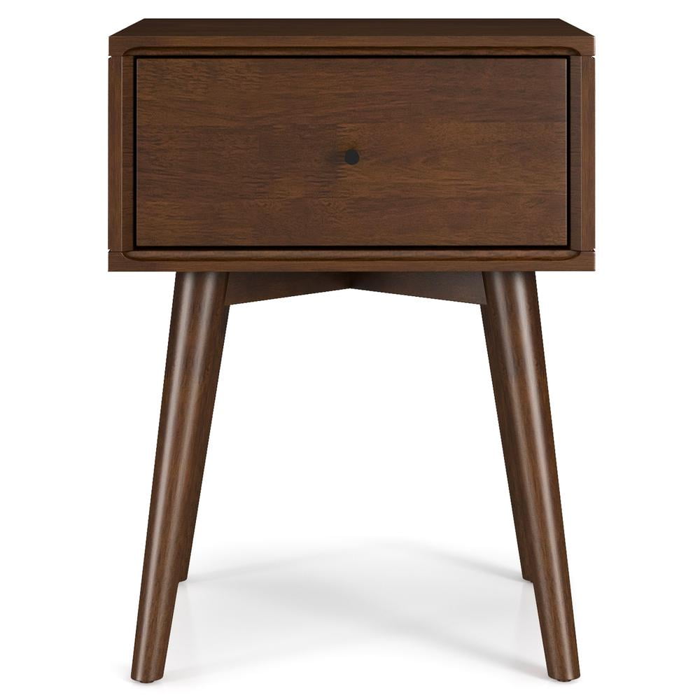 Avery Mid-Century Modern Brown Walnut Wood Nightstand with Storage Drawer