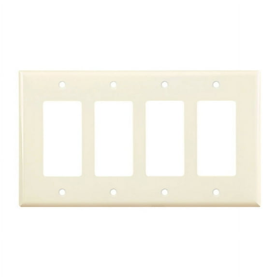 Cooper PJ264LA Light Almond Unbreakable Mid-Size Four Gang Decorator Wall Plate
