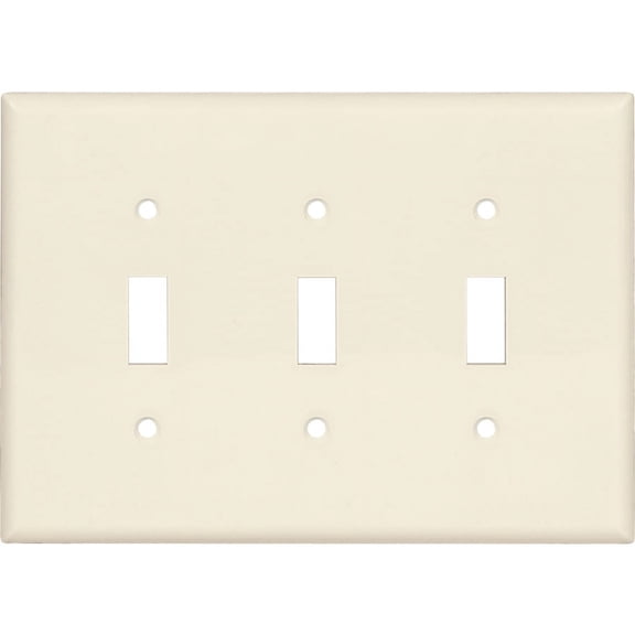 Cooper PJ3LA Light Almond Mid-Size Unbreakable Three Gang Toggle Light Switch Wall Plate