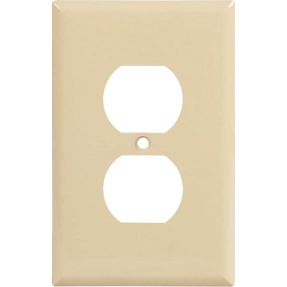 Cooper PJ8V Ivory Mid-Size Unbreakable Single Gang Duplex Receptacle Wall Plate